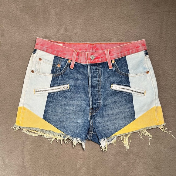 Levis signature rare colorblock cutoff retro button fly shorts - denim - sz 28 - Picture 2 of 6